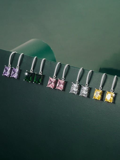 X&S Brass Cubic Zirconia Geometric Dainty Hook Earring