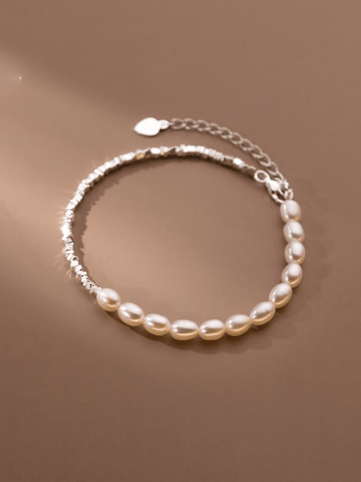 Rosh 925 Sterling Silver Freshwater Pearl Irregular Minimalist Beaded Bracelet 0