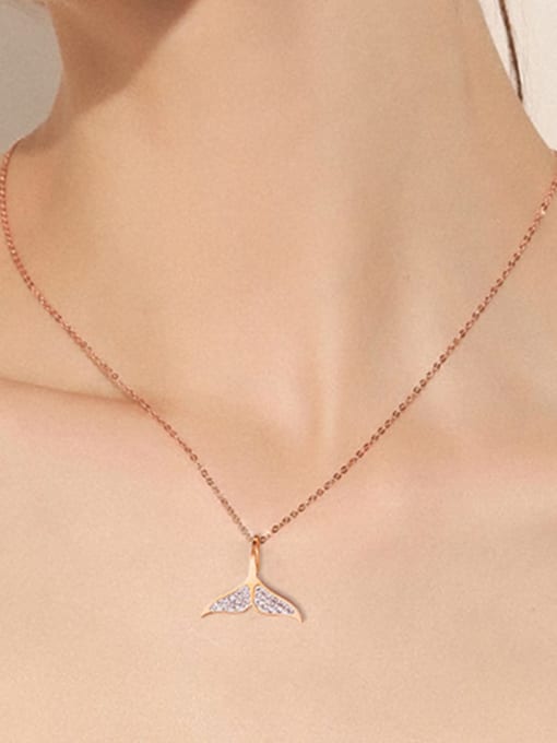 Open Sky Titanium Rhinestone White Dolphin Minimalist Necklaces 2