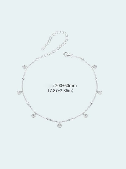 Jare 925 Sterling Silver Cubic Zirconia  Minimalist  Round Pendant Anklet 2