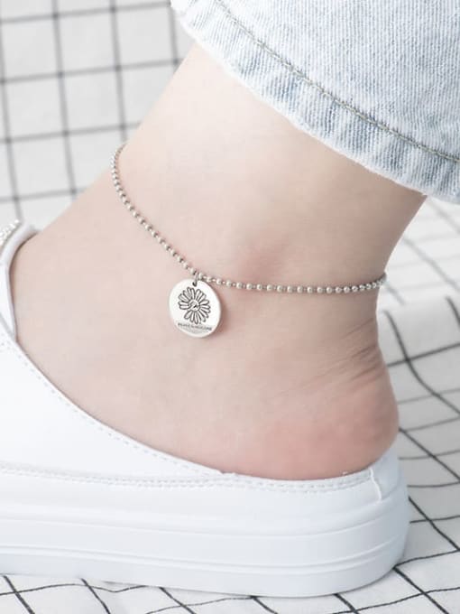 XBOX 925 Sterling Silver Geometric Vintage Bead Anklet 0