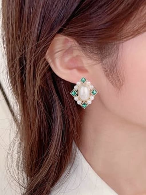 Luxu Brass Imitation Pearl Geometric Trend Stud Earring 1