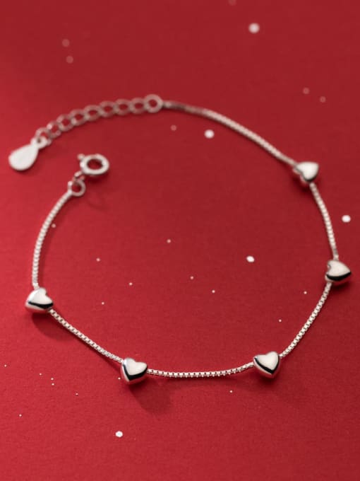 Rosh 925 Sterling Silver Heart Minimalist Link Bracelet 1