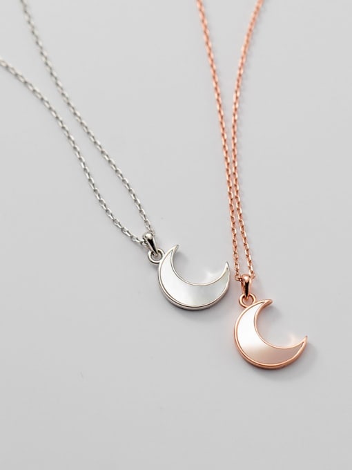 Rosh 925 Sterling Silver Shell Moon Minimalist Necklace 2