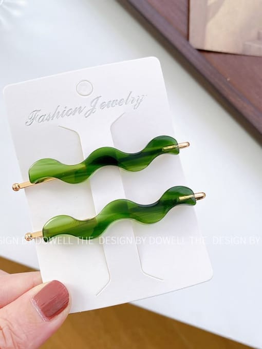 Water green 7cm Cellulose Acetate Trend Irregular Alloy Hair Pin