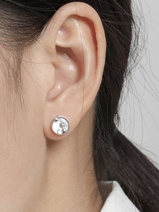 DAKA 925 Sterling Silver Shell Geometric Minimalist Stud Earring 2