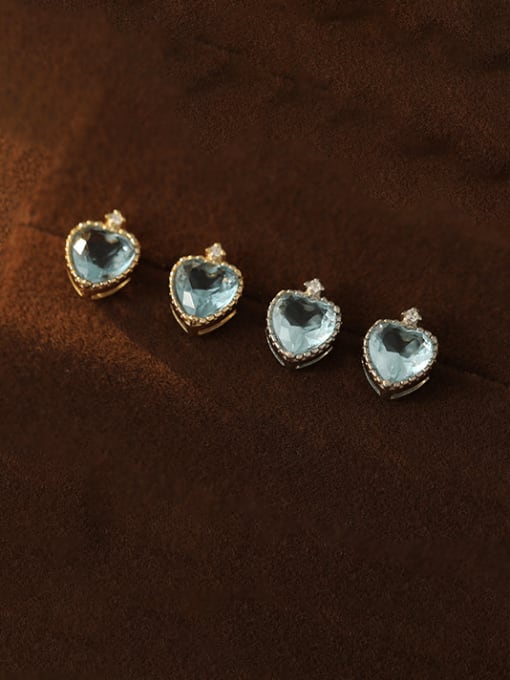 BeiFei Minimalism Silver 925 Sterling Silver Cubic Zirconia Heart Minimalist Stud Earring 0