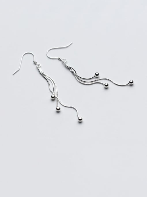 Rosh 925 sterling silver round bead  minimalist tassel threader earring 1