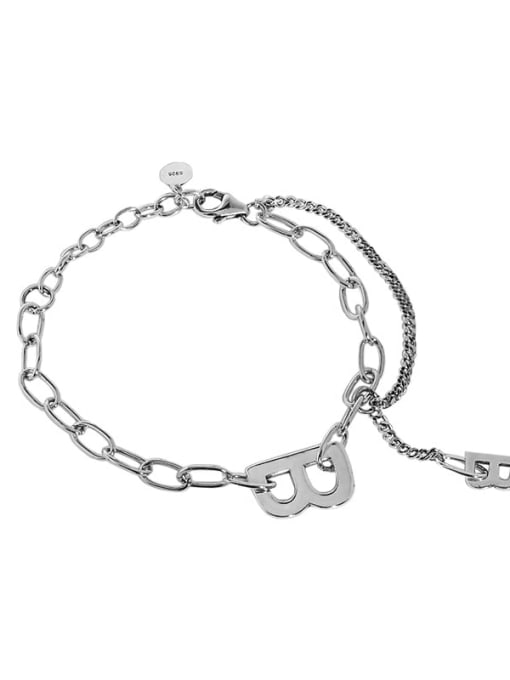 Taiyin 925 Sterling Silver Irregular Vintage Hollow Chain Link Bracelet