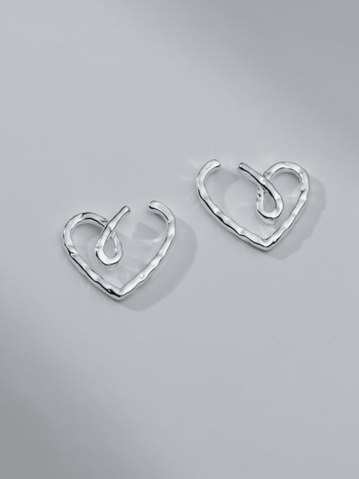 silver 925 Sterling Silver Heart Minimalist Stud Earring