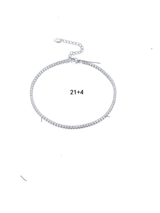 RINNTIN 925 Sterling Silver Cubic Zirconia Geometric Minimalist Anklet 1