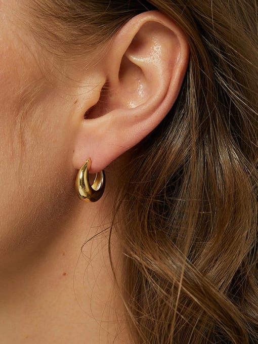 CHARME Brass Smooth Geometric Minimalist Huggie Earring 1