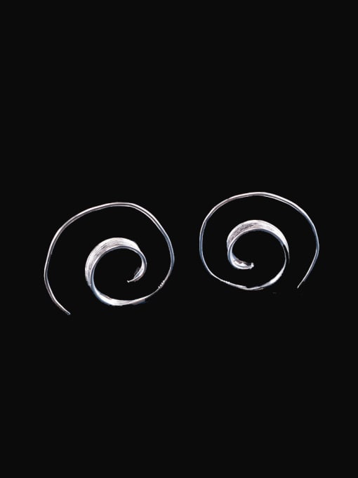 SILVER MI 925 Sterling Silver Geometric Vintage Hoop Earring 2