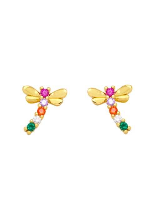 CC Brass Cubic Zirconia Heart Dainty  Butterfly Stud Earring 3