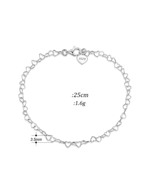 RINNTIN 925 Sterling Silver Minimalist  Hollow Heart Chain Anklet 3