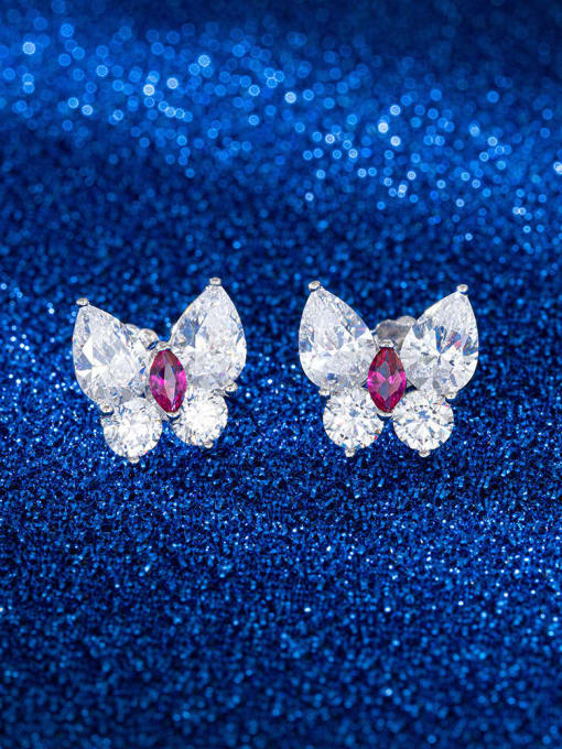 RINNTIN 925 Sterling Silver Cubic Zirconia Butterfly Dainty Stud Earring 2