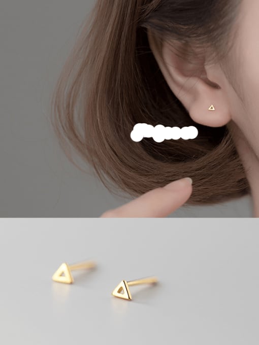 triangle gold 925 Sterling Silver  Hollow Geometric Minimalist Earring