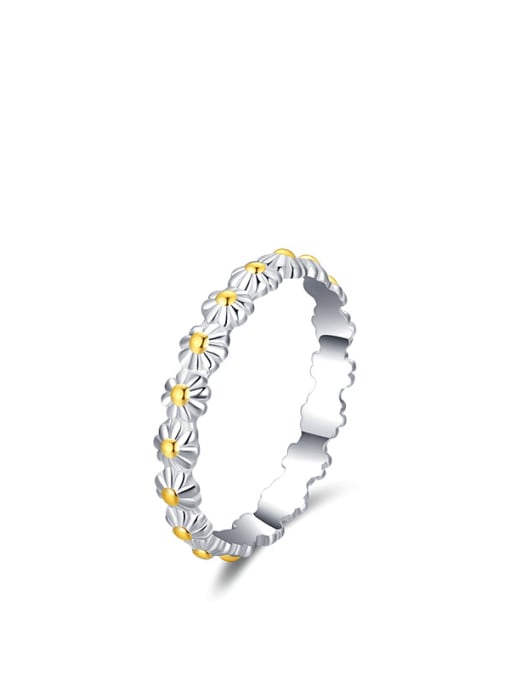 MODN 925 Sterling Silver Flower Minimalist Band Ring