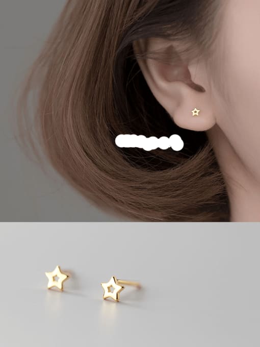 Star Gold 925 Sterling Silver  Hollow Geometric Minimalist Earring