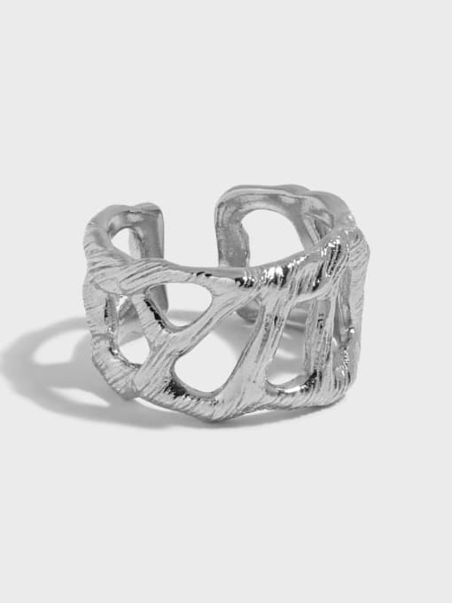 DAKA 925 Sterling Silver Hollow Geometric Vintage Band Ring