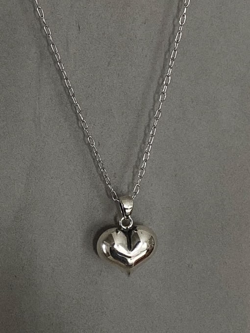 Boomer Cat 925 Sterling Silver Vintage  Smooth Love  heart pendant Necklace 2