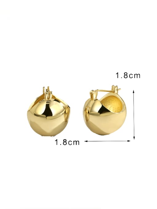 CHARME Brass Smooth Round  Ball Minimalist Stud Earring 2