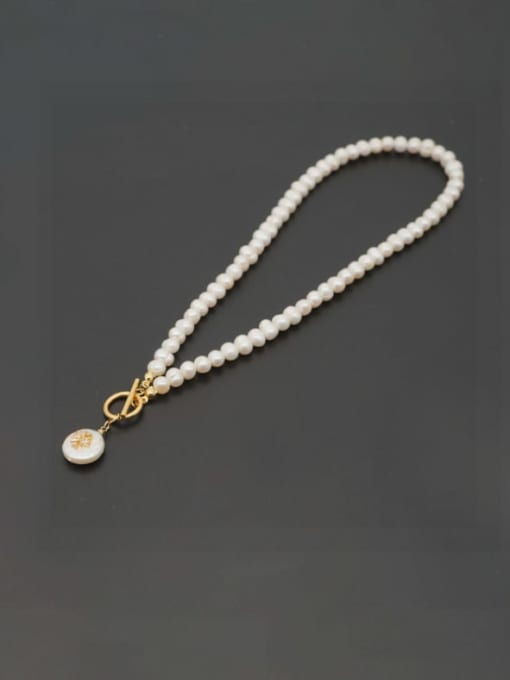 MMBEADS Stainless steel Freshwater Pearl Geometric Minimalist Necklace
