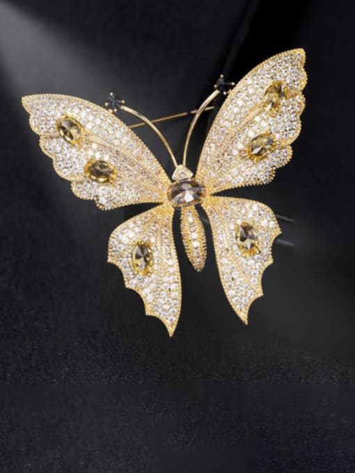 Luxu Brass Cubic Zirconia Butterfly Statement Brooch 1