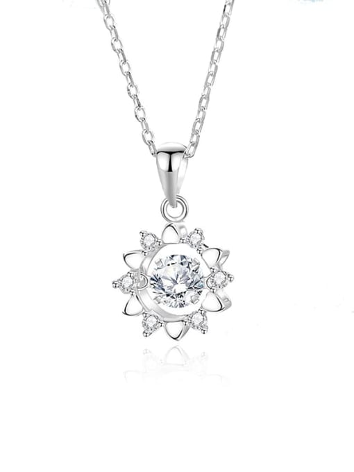 BC-Swarovski Elements 925 Sterling Silver Moissanite Flower Dainty Necklace 0