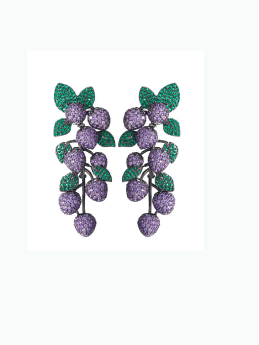 L.WIN Brass Friut Grape Luxury Cluster Earring 0