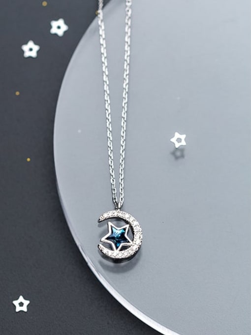 Rosh 925 Sterling Silver Cubic Zirconia moon star Necklace 1