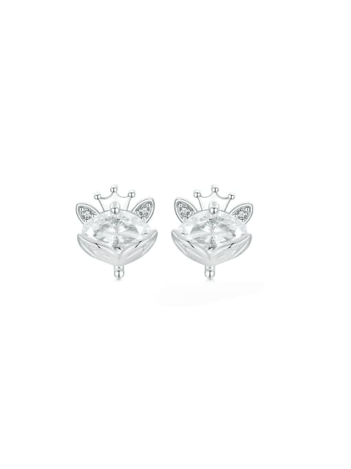 Jare 925 Sterling Silver Cubic Zirconia Crown Dainty Stud Earring 0