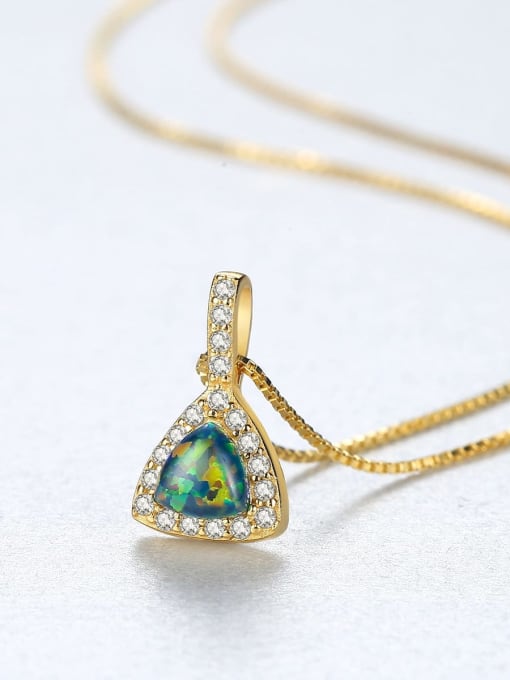 CCUI 925 sterling silver simple triangle Opal Pendant Necklace 3
