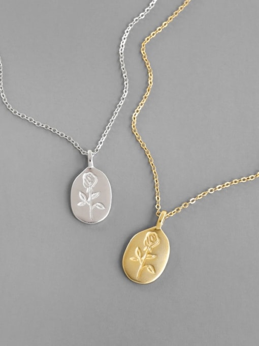 DAKA 925 Sterling Silver With Gold Plated Simplistic Flower Necklaces