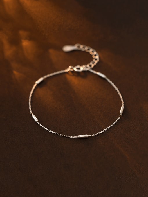 BeiFei Minimalism Silver 925 Sterling Silver Geometric Minimalist Link Bracelet 3