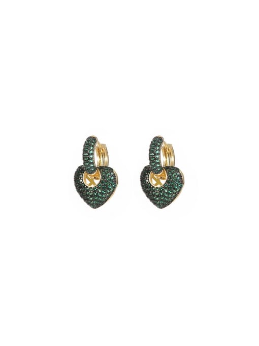 ROSS Brass Cubic Zirconia Heart Luxury Huggie Earring 3