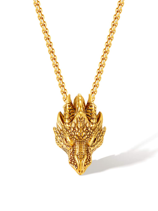 GX2367 Gold Single Pendant Stainless steel Dragon Hand  Hip Hop Necklace