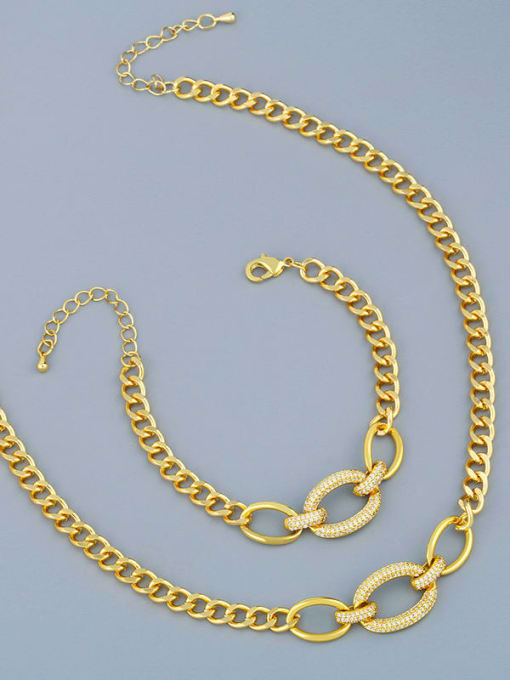CC Brass Cubic Zirconia Hollow Geometric chain Vintage Necklace 0