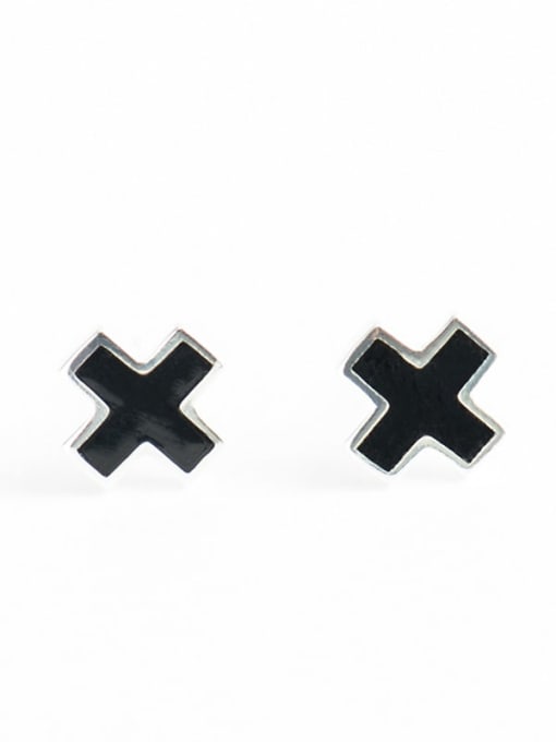 XBOX 925 Sterling Silver Enamel Cross Vintage Stud Earring 0