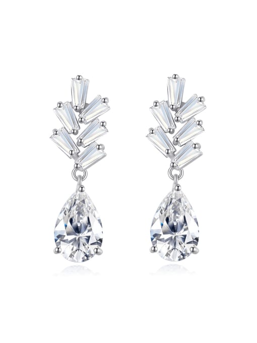BLING SU Brass Cubic Zirconia Water Drop Luxury Cluster Earring 0