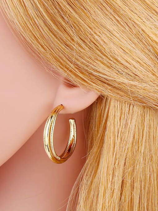CC Brass Cubic Zirconia Smiley Vintage Hoop Earring 1