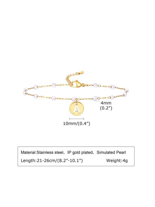 LI MUMU Stainless steel Imitation Pearl Letter Minimalist Anklet 4