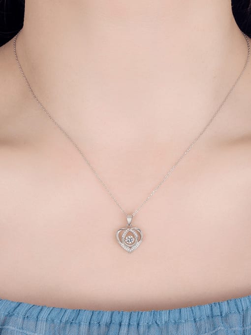 HAHN 925 Sterling Silver Cubic Zirconia Heart Minimalist Necklace 1