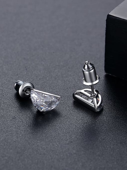 Platinum Brass Cubic Zirconia Geometric Minimalist Stud Earring