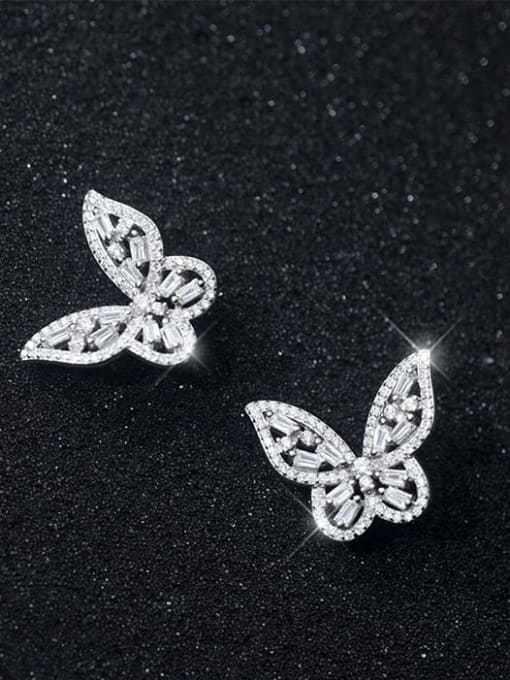 Rosh 925 Sterling Silver Cubic Zirconia Butterfly Dainty Stud Earring 4