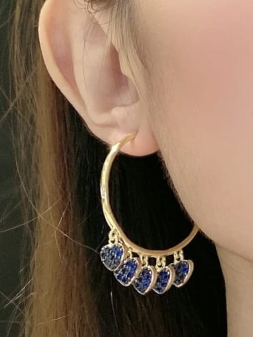 Blue Spinel Brass Cubic Zirconia Geometric Luxury Huggie Earring