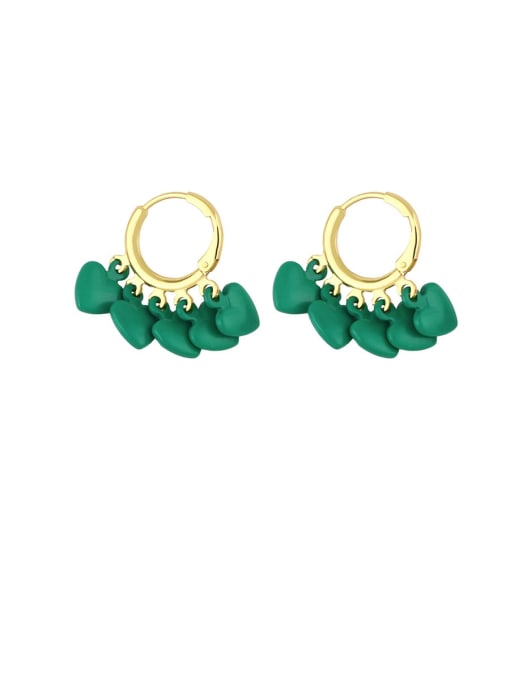 turquoise Brass Enamel Tassel Minimalist Huggie Earring