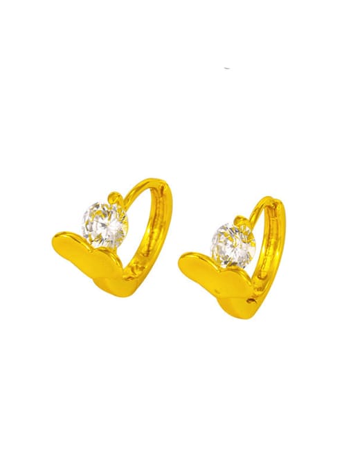 Yellow gold plating Alloy Rhinestone Heart Minimalist Stud Earring