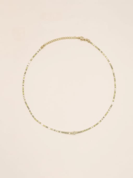 MI N220070F Stainless steel Glass beads Geometric Bohemia Necklace
