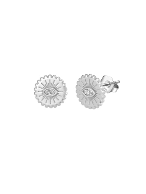 RINNTIN 925 Sterling Silver Cubic Zirconia Flower Minimalist Stud Earring 2
